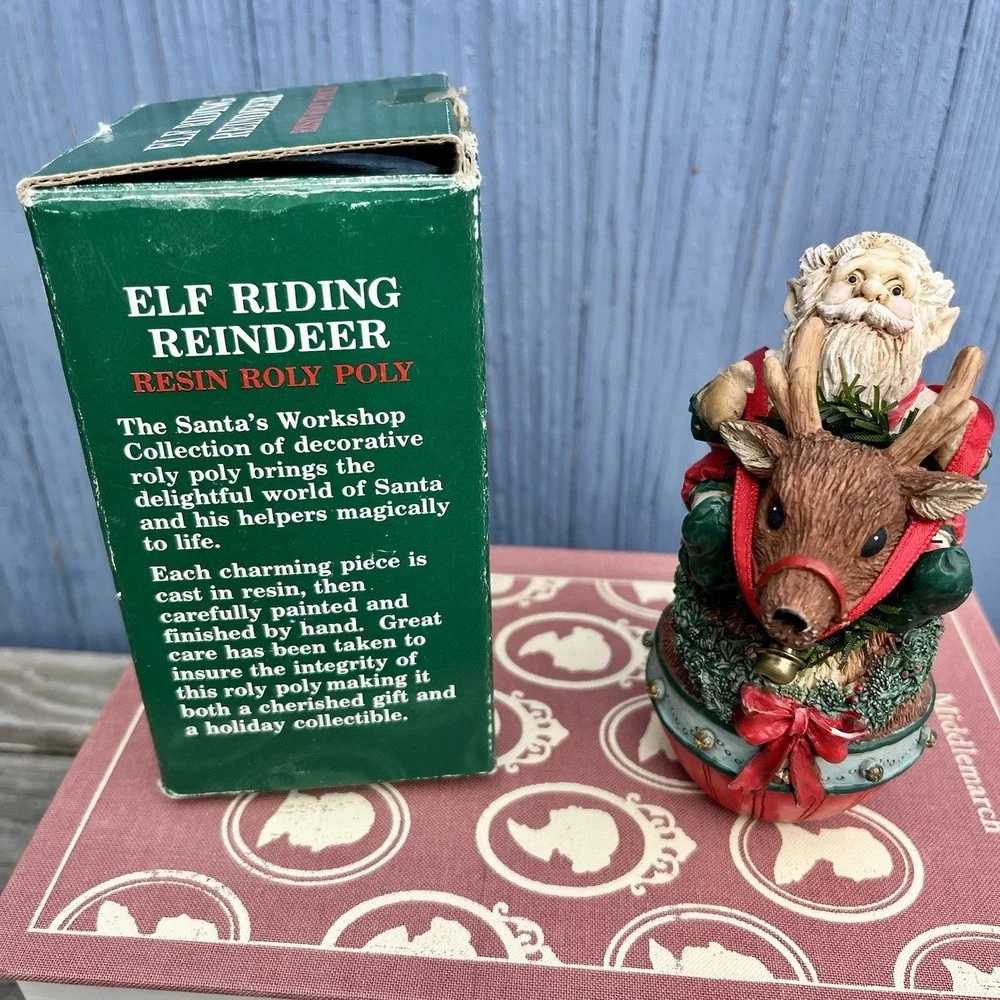 Midwest Importers Roly Poly Elf Riding a Reindeer 4.5